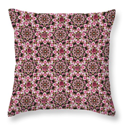 Pink Rose Kaleidoscope - Throw Pillow