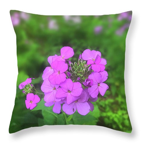 Pink Wildflowers - Throw Pillow