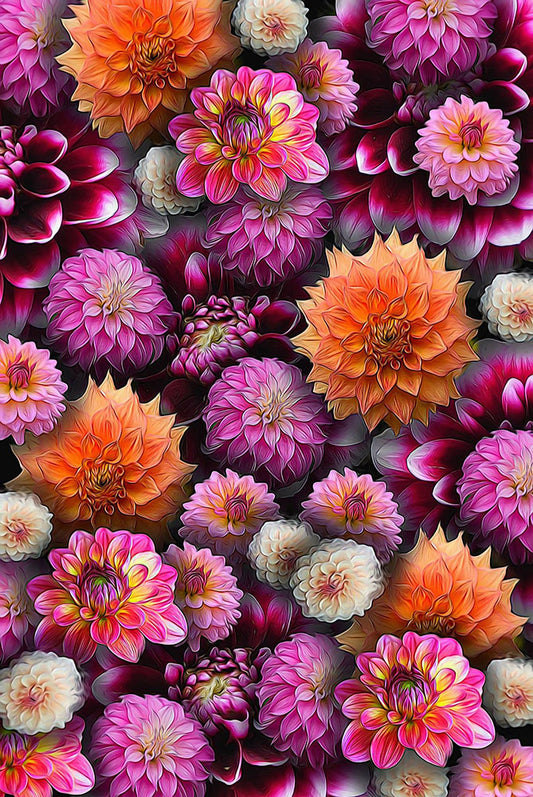 Pink and Orange Dahlias Digital Image Download