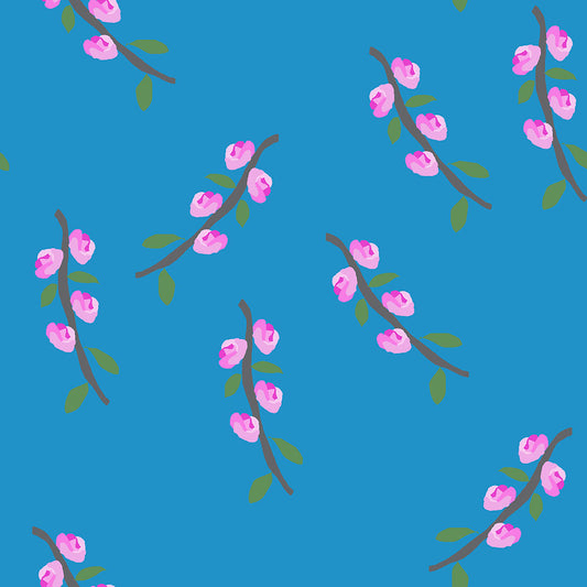Pink Flower Branches Pattern Digital Image Download