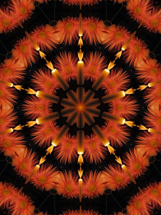 Flowers and Candles Kaleidoscope Digital Image Download