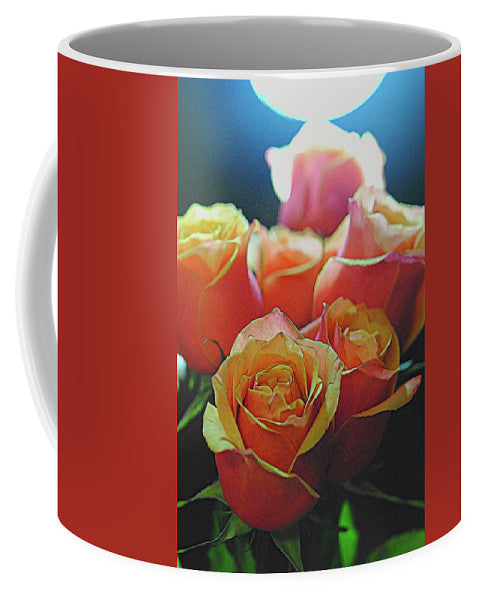 Pinki and Orange Rose Bouquet With Light - Mug