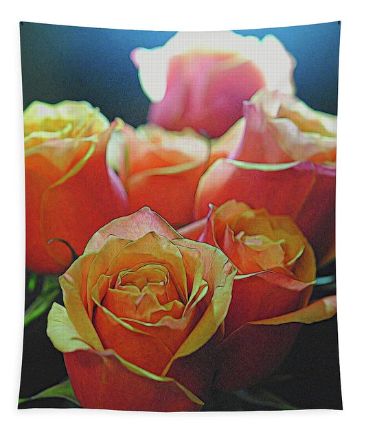 Pinki and Orange Rose Bouquet With Light - Tapestry