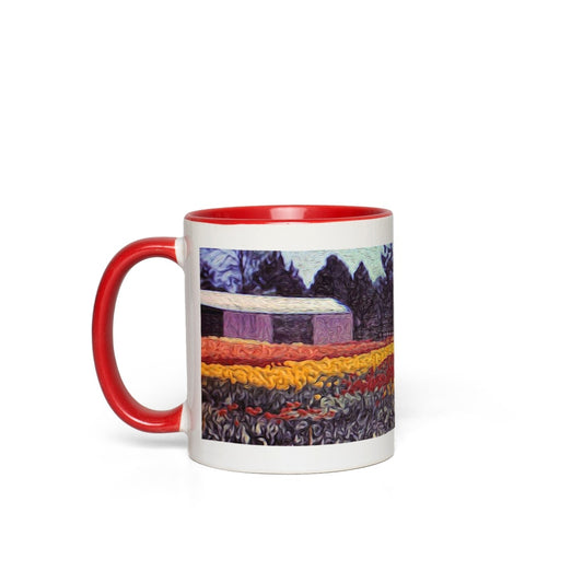 Vintage Travel Field of Tulips Accent Mugs