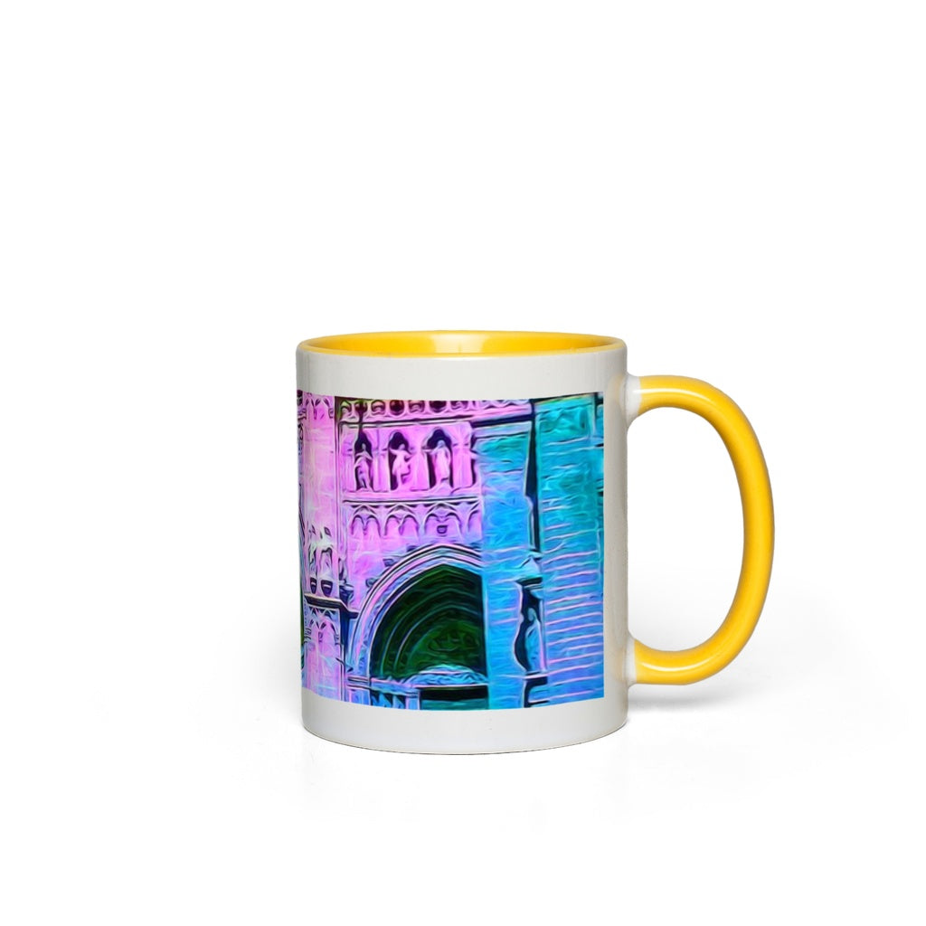 Blue and Pink Cathedral Doors Accent Mugs
