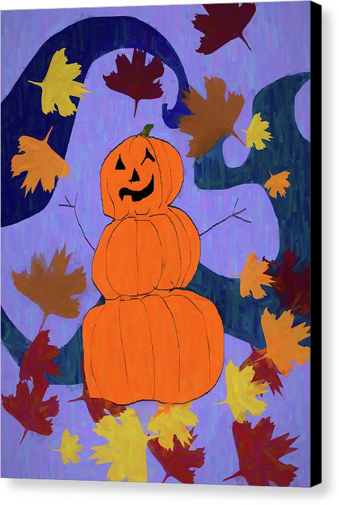 Pumpkin Snowman - Canvas Print