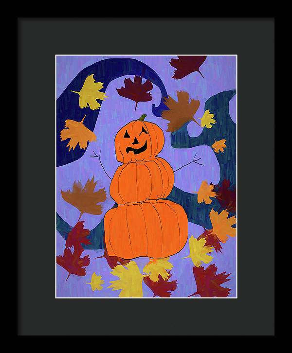 Pumpkin Snowman - Framed Print