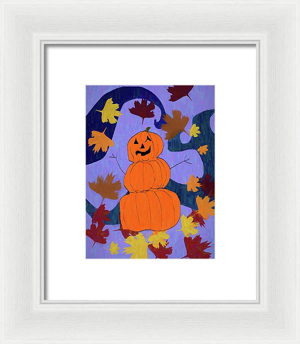 Pumpkin Snowman - Framed Print