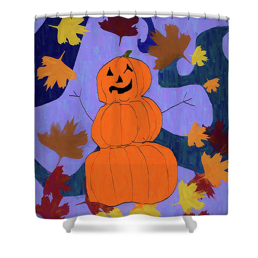 Pumpkin Snowman - Shower Curtain