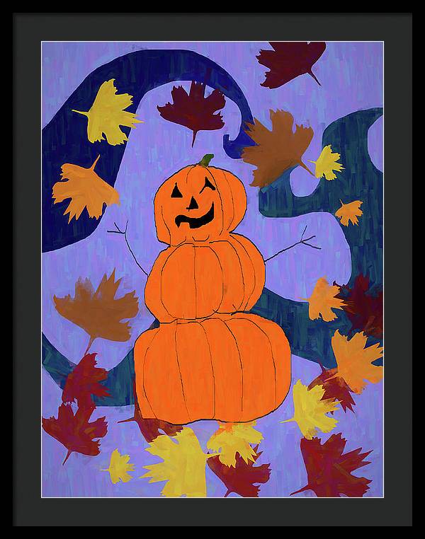 Pumpkin Snowman - Framed Print