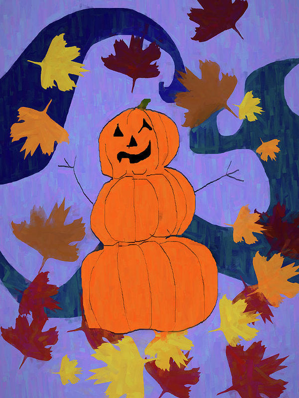 Pumpkin Snowman - Art Print