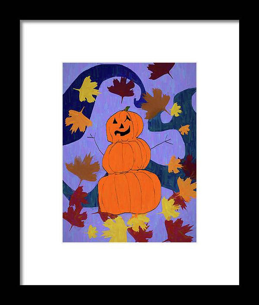 Pumpkin Snowman - Framed Print