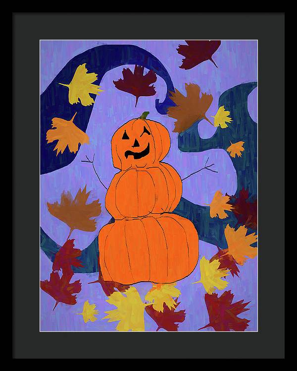 Pumpkin Snowman - Framed Print