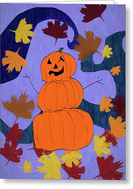 Pumpkin Snowman - Greeting Card
