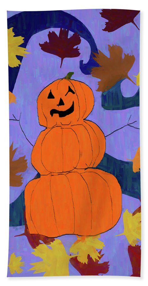 Pumpkin Snowman - Beach Towel