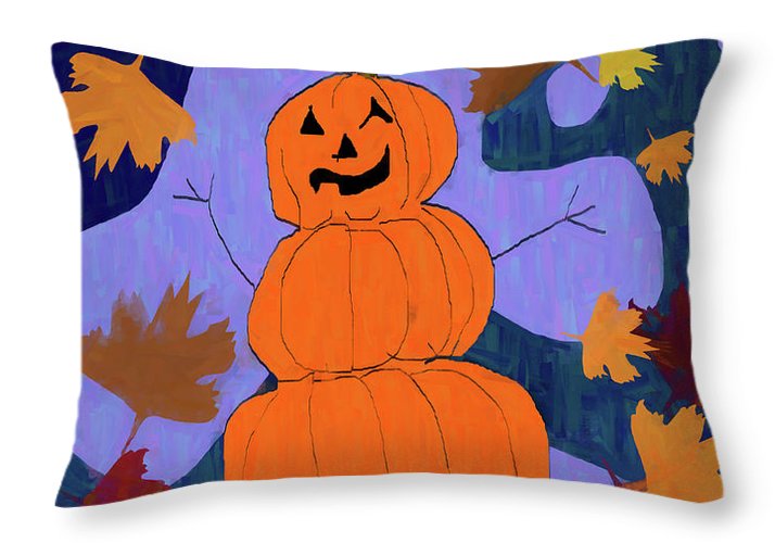 Pumpkin Snowman - Throw Pillow