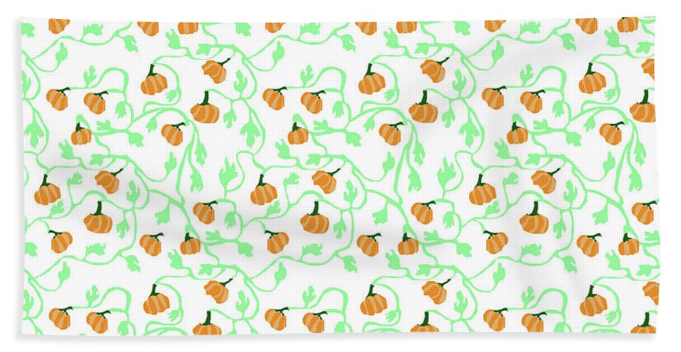 Pumpkin Vines Pattern - Beach Towel