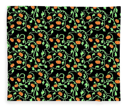 Pumpkins and Vines on Black - Blanket