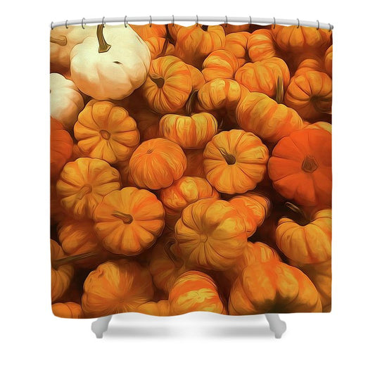 Pumpkins Tiny Gourds Pile - Shower Curtain