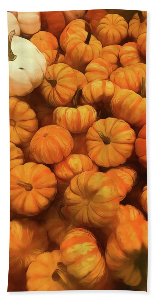 Pumpkins Tiny Gourds Pile - Bath Towel