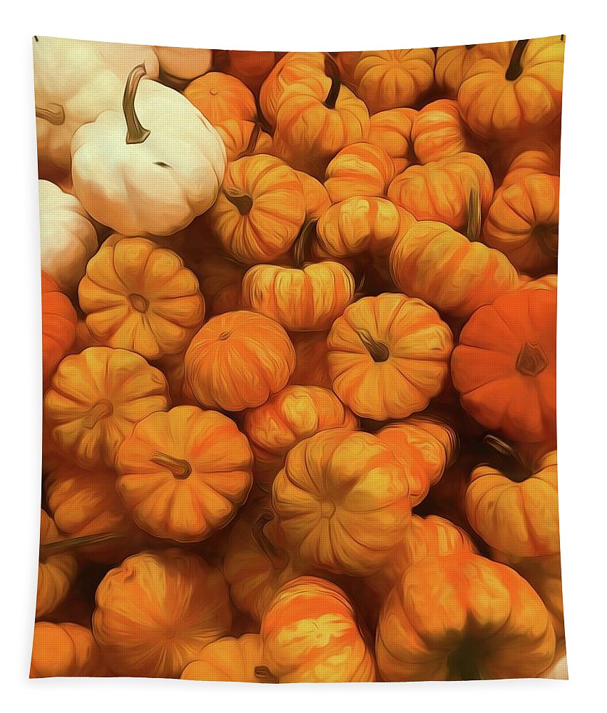 Pumpkins Tiny Gourds Pile - Tapestry