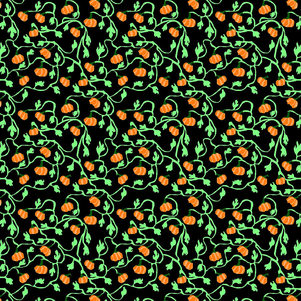 Pumpkin and Vines on Black Digital Image download
