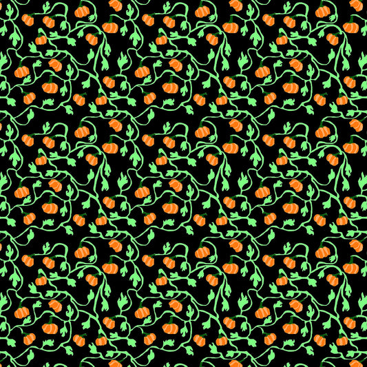 Pumpkin and Vines on Black Digital Image download