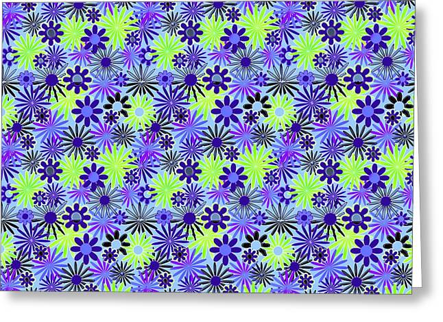 Purple and Green Daisies Variation 4 - Greeting Card