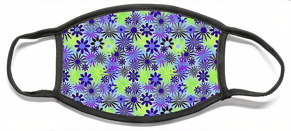 Purple and Green Daisies Variation 4 - Face Mask