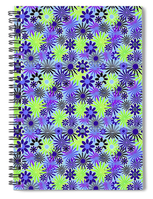 Purple and Green Daisies Variation 4 - Spiral Notebook