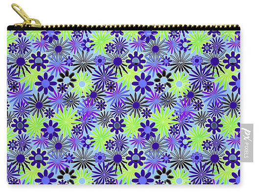 Purple and Green Daisies Variation 4 - Carry-All Pouch