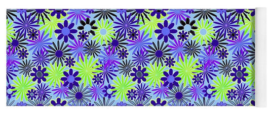 Purple and Green Daisies Variation 4 - Yoga Mat