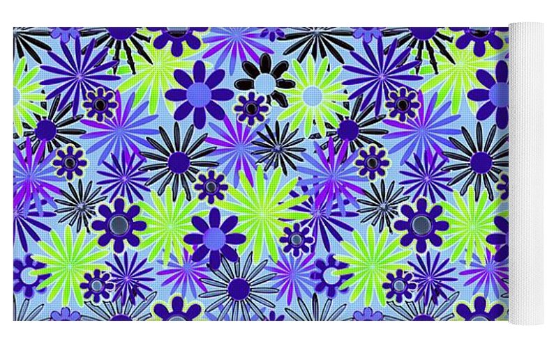 Purple and Green Daisies Variation 4 - Yoga Mat