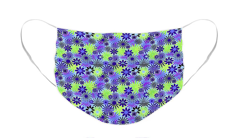 Purple and Green Daisies Variation 4 - Face Mask