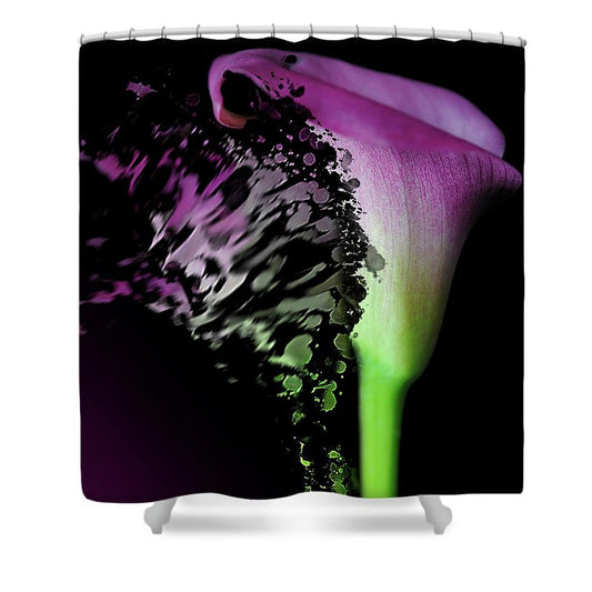 Purple Calla Lily Departs - Shower Curtain