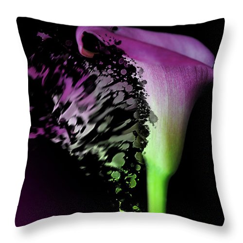 Purple Calla Lily Departs - Throw Pillow