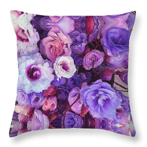 Purple Flower Kaleidoscope - Throw Pillow
