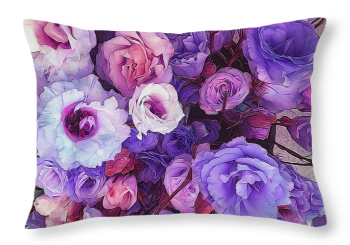 Purple Flower Kaleidoscope - Throw Pillow