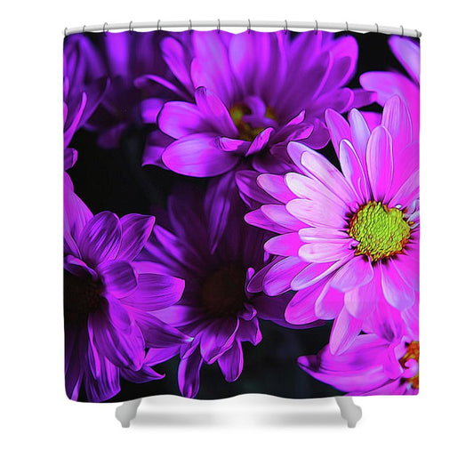 Purple Summer Daisies - Shower Curtain