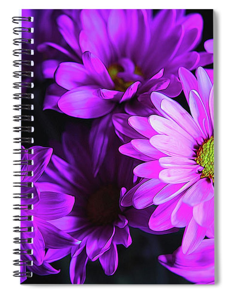 Purple Summer Daisies - Spiral Notebook