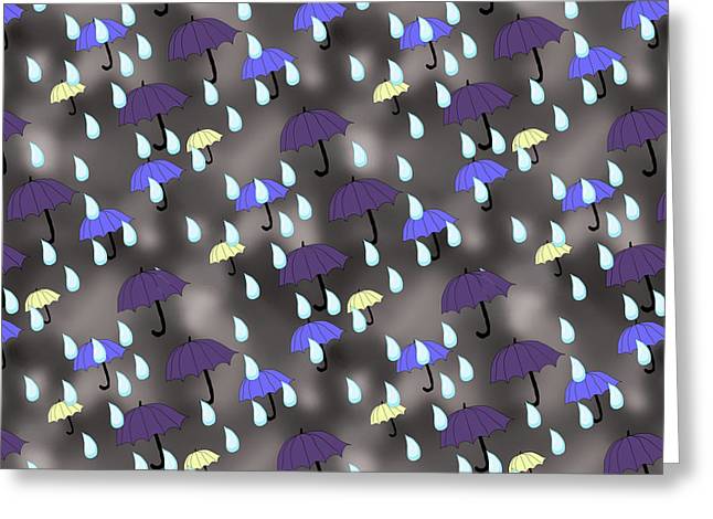 Rain and Umbrellas - Greeting Card