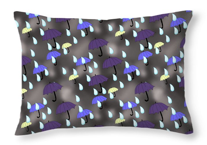 Rain and Umbrellas - Throw Pillow