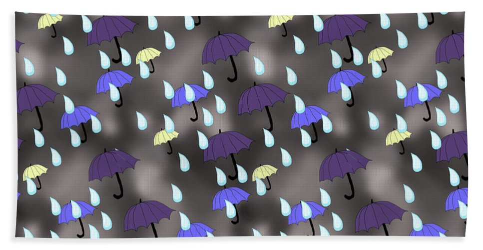 Rain and Umbrellas - Bath Towel