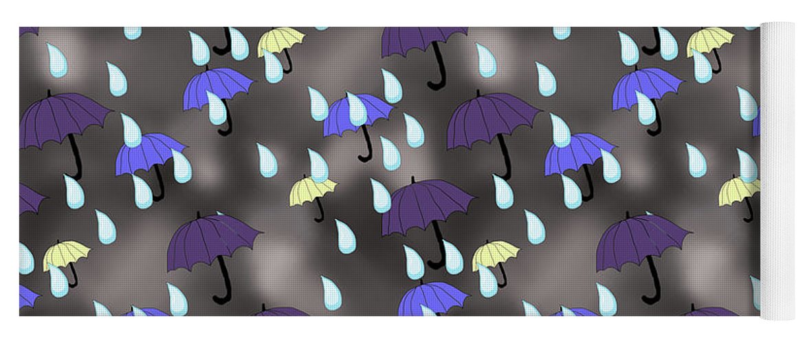 Rain and Umbrellas - Yoga Mat