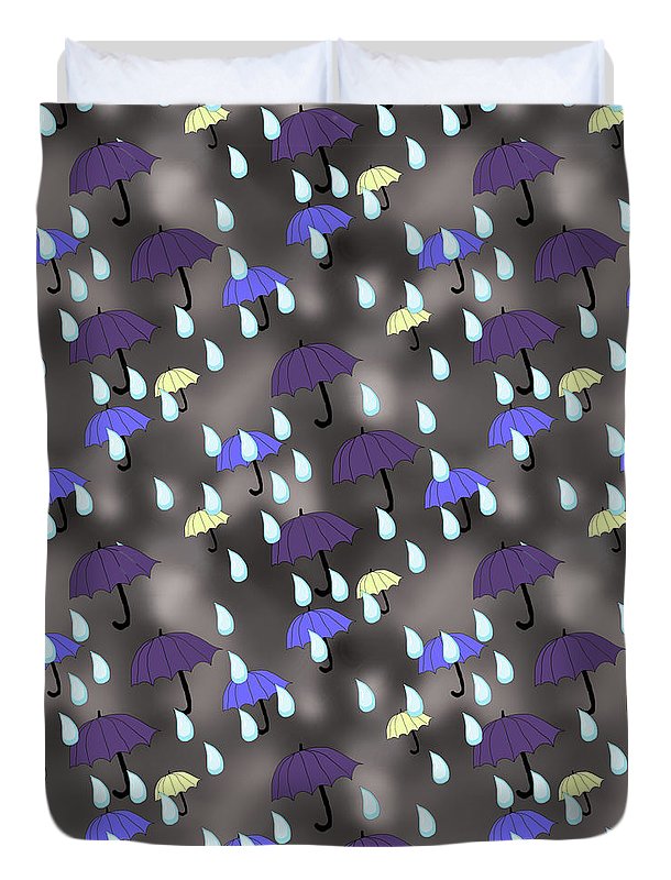 Rain and Umbrellas - Duvet Cover