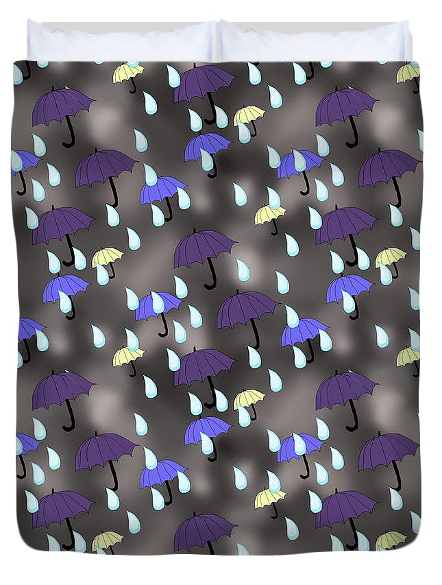 Rain and Umbrellas - Duvet Cover