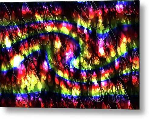 Rainbow Bokeh Raindrops - Metal Print