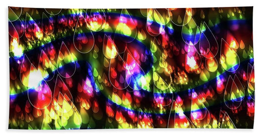 Rainbow Bokeh Raindrops - Beach Towel