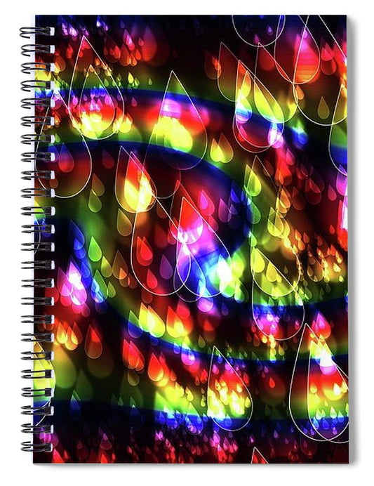 Rainbow Bokeh Raindrops - Spiral Notebook