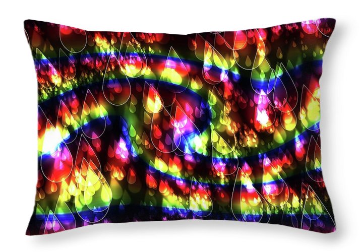 Rainbow Bokeh Raindrops - Throw Pillow